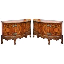 Large pair Queen Anne style Walnut side cabinets.
