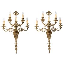 Large pair of Classical gilded wall lights, 19th Century