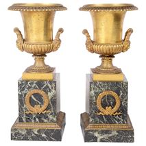 Pair of large classical 19th Century Ormolu urns