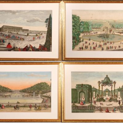 Quatre vues d’optique de Versailles et Marly, XVIIIe siècles