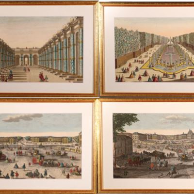 Quatre vues d’optique, dont Versailles, XVIIIe siècle