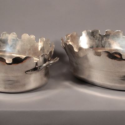 Paire de rafraîchissoir en métal argenté