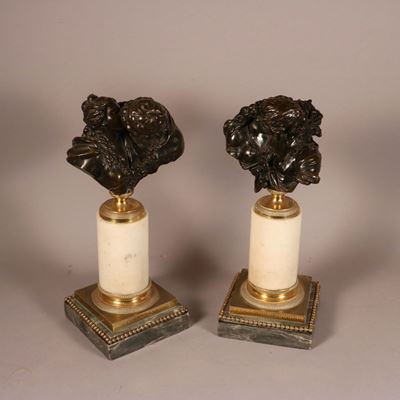 Paire de bronzes, « Le baiser donné » et « Le baiser rendu », modèle de Jean-Antoine Houdon