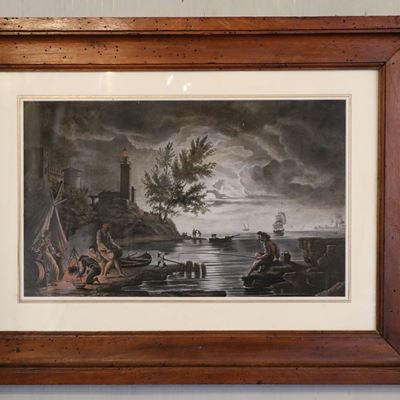 Paire de gouaches représentant des scènes de port méditerranéen, suiveur de Charles François Lacroix de Marseille