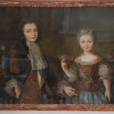 Très charmant pastel représentant Louis XV et Marie-Anne-Victoire d’Espagne
