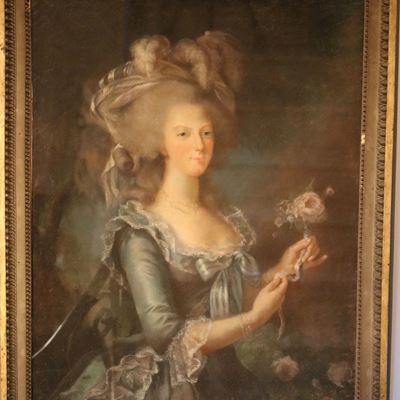Pastel représentant Marie-Antoinette d’après l’huile sur toile « Marie- Antoinette à la rose » 
