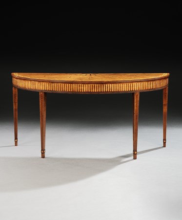AN IRISH GEORGE III HAREWOOD SIDE TABLE ATTRIBUTED TO WILLIAM MOORE