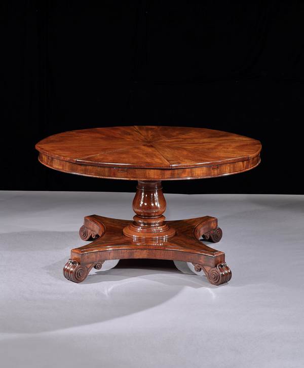A WILLIAM IV RADIALLY EXTENDING DINING TABLE BY JOHNSTONE JUPE & CO. No. 6391