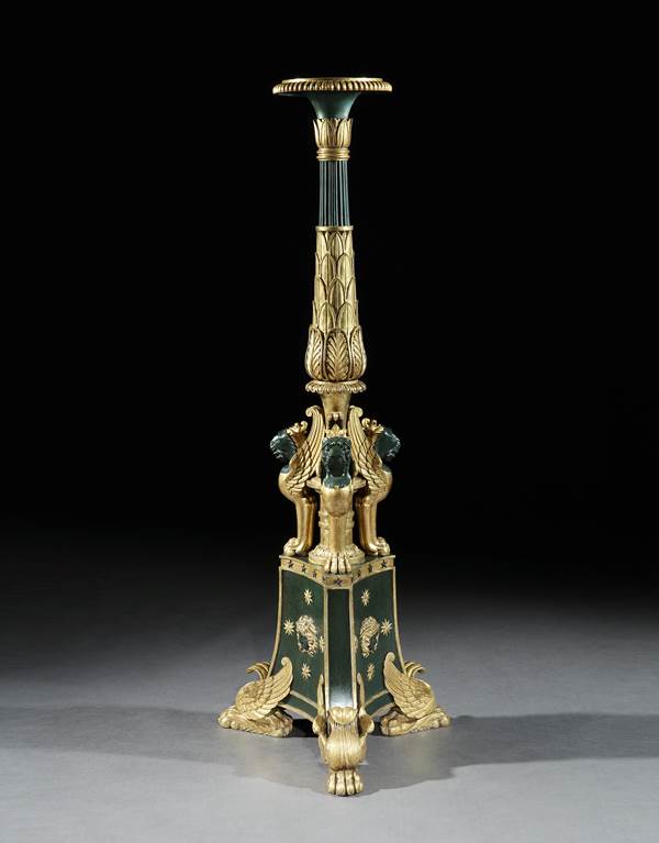 A PAIR OF REGENCY PARCEL GILT TORCHÈRES IN THE MANNER OF GEORGE SMITH 
