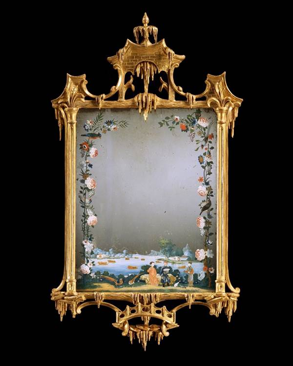 A GEORGE III CHINESE EXPORT MIRROR PAINTING