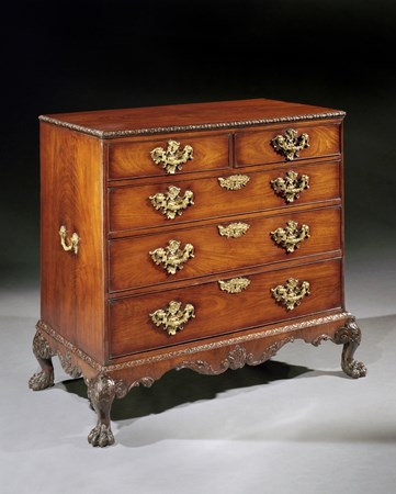 A GEORGE II ROSEWOOD CHEST ON STAND ATTRIBUTED TO OTHO CHANNON 