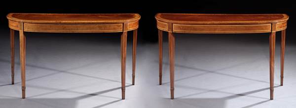A PAIR OF GEORGE III MAHOGANY SIDE TABLES