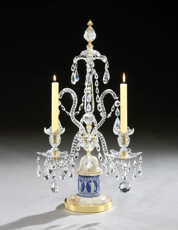 A PAIR OF GEORGE III CUT GLASS CANDELABRA ATTRIBUTED TO WILLIAM PARKER