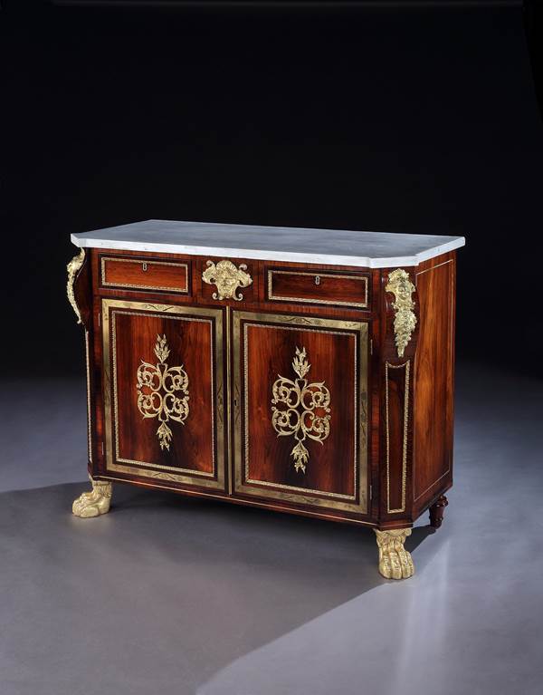 A PAIR OF REGENCY ROSEWOOD SIDE CABINETS ATTRIBUTED TO JOHN McLEAN & SON