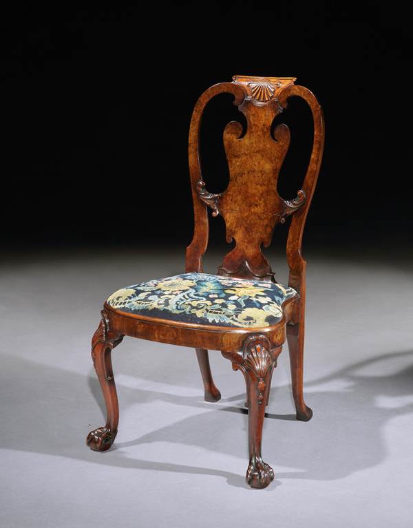 A PAIR OF GEORGE II WALNUT SIDE CHAIRS ATTRIBUTED TO GILES GRENDEY