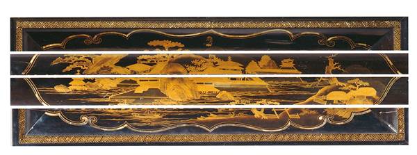 A CHARLES II JAPANESE EXPORT LACQUER MIRROR


