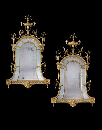 A PAIR OF GEORGE III GILTWOOD AND COMPOSITION MIRRORS