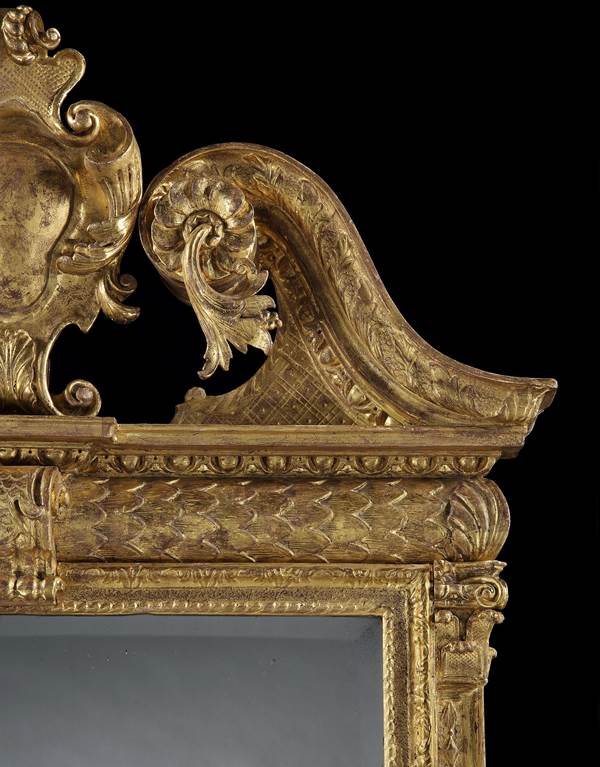 A PAIR OF GEORGE II GILTWOOD AND GESSO MIRRORS 