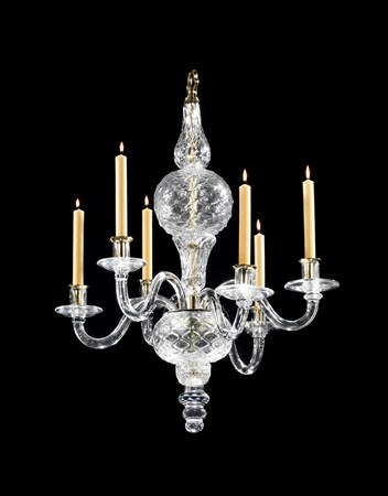 A RARE GEORGE III CUT GLASS CHANDELIER ATTRIBUTED TO MAYDWELL & WINDLE