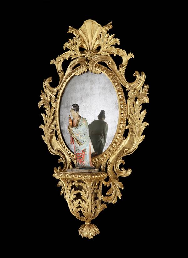 A PAIR OF GEORGE II GILTWOOD MIRRORS WITH BRACKETS
