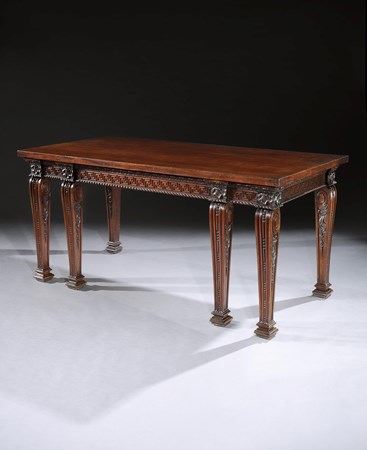 A GEORGE II MAHOGANY SIDE TABLE ATTRIBUTED TO WILLIAM LINNELL