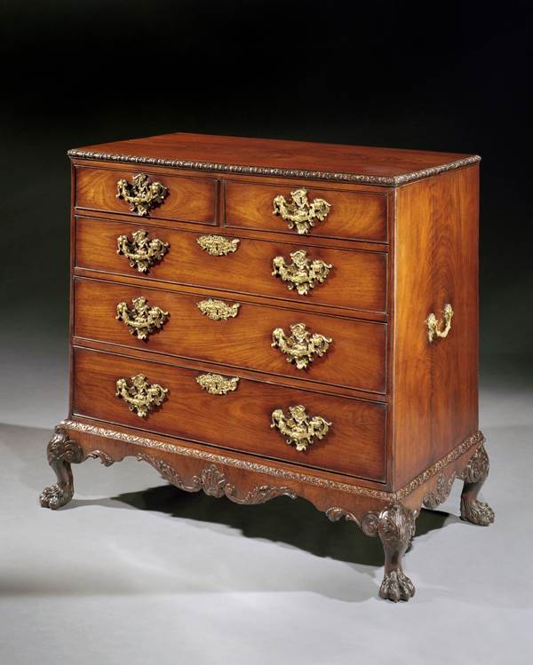 A GEORGE II ROSEWOOD CHEST ON STAND ATTRIBUTED TO OTHO CHANNON 