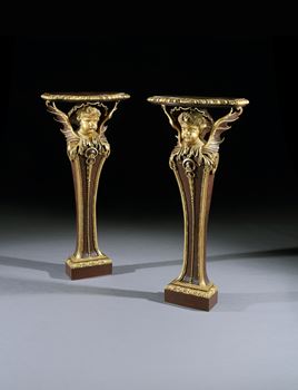 A PAIR OF GEORGE II PARCEL GILT TERMS BY JAMES RICHARDS