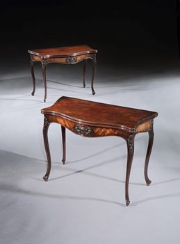 A PAIR OF GEORGE III MAHOGANY CARD TABLES