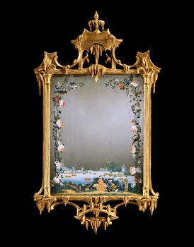 A GEORGE III CHINESE EXPORT MIRROR PAINTING