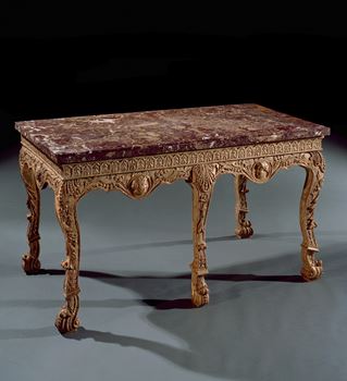 A GEORGE II GILTWOOD SIDE TABLE 
