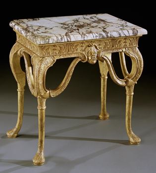 A QUEEN ANNE GESSO SIDE TABLE ATTRIBUTED TO JAMES MOORE THE ELDER