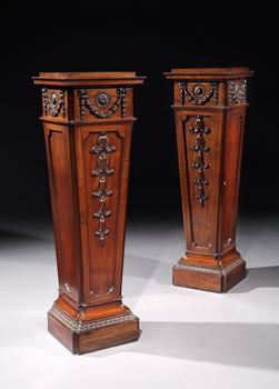 A PAIR OF GEORGE III MAHOGANY PEDESTAL CUPBOARDS ATTRIBUTED TO VILE & COBB