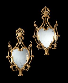 A PAIR OF GEORGE III GILTWOOD GIRANDOLES ATTRIBUTED TO WILLIAM FRANCE