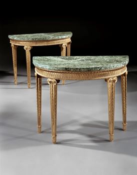 A PAIR OF GEORGE III GILTWOOD SIDE TABLES