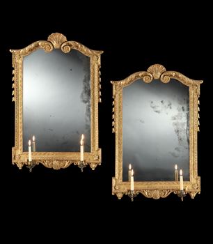 A PAIR OF GEORGE II GILTWOOD MIRRORS ALMOST CERTAINLY BY BENJAMIN GOODISON