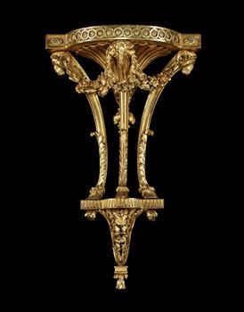 A GEORGE III GILTWOOD BRACKET TO A DESIGN BY ROBERT ADAM AND ATTRIBUTED TO THOMAS CHIPPENDALE THE YOUNGER