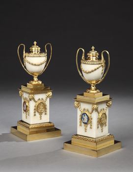 A PAIR OF GEORGE III MARBLE VASES  BY MATTHEW BOULTON AND JOHN FOTHERGILL