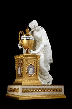 A GEORGE III PORCELAIN AND ORMOLU TIME PIECE BY BENJAMIN VULLIAMY NO. 228