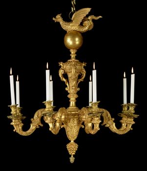 A QUEEN ANNE GILTWOOD AND GILT METAL CHANDELIER