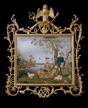 A GEORGE III GILTWOOD FRAME WITH A CHINESE MIRROR PAINTING