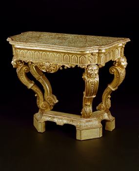 A GEORGE I GESSO CONSOLE TABLE ATTRIBUTED TO JAMES MOORE