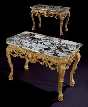 A PAIR OF GEORGE II GILTWOOD SIDE TABLES ATTRIBUTED TO THOMAS VARDY