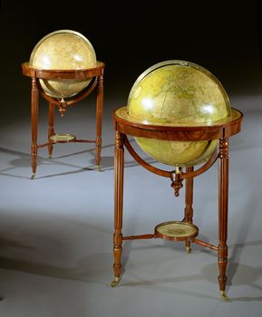 A PAIR OF 21 INCH GEORGE III GLOBES BY JOHN & WILLIAM CARY