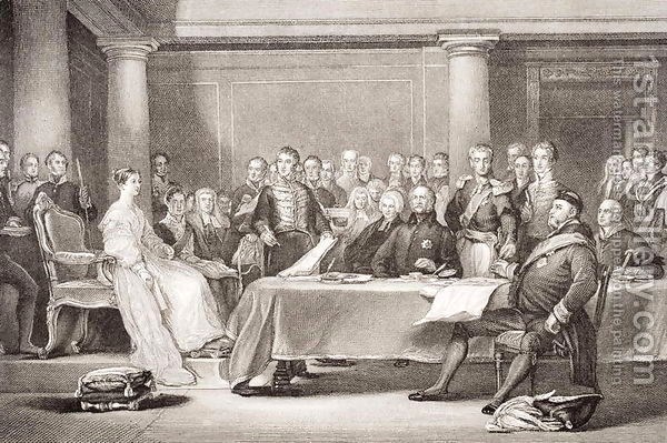 Historic Print of Queen Victoria’s First Council Meeting at Kensington Palace, 1837