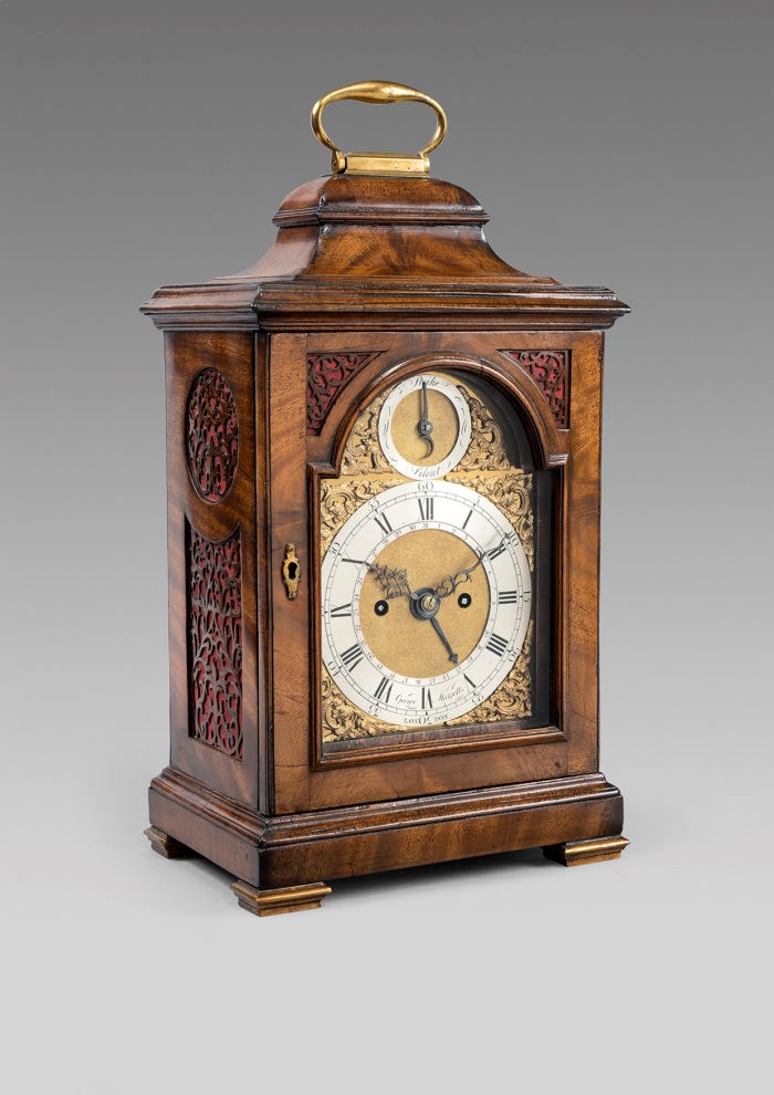 A mahogany striking bracket clock by George Margetts, London. Raffety Ltd.