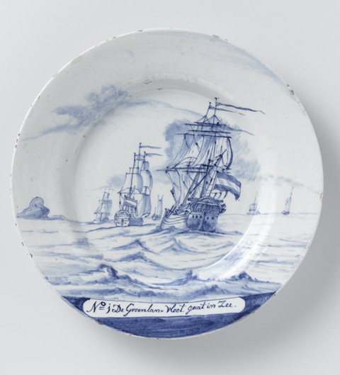 Plate with six ships